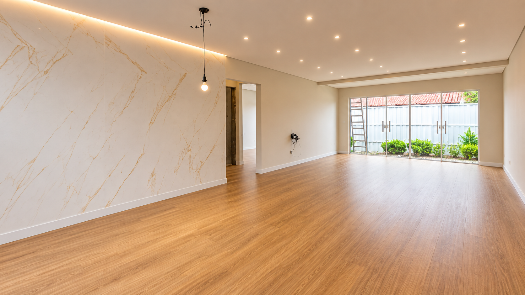 Ambiente finalizado com piso amadeirado
